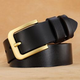 Belts Big Large Plus Long Size 130 140 150 160 170cm Alloy Gold Pin Buckle Men Belt Real Cow Genuine Leather Strap Waist JeansBelts