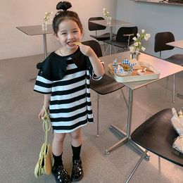 Girl's Dresses Toddler Girls Dress Cotton Stripped Short Sleeve Children Ruffles Kids For Fashion ClothingGirl's