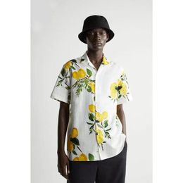 Men's Casual Shirts Summer Men's Flower Printing Short Sleeved Hawaiian Lapel Collar Loose Fashion Beach Nice Plus Size S-2XLMen's
