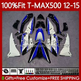 Injection Body For YAMAHA MAX-500 TMAX MAX 500 2012-2015 Bodywork 113No.105 TMAX-500 T-MAX500 TMAX500 12 13 14 15 T MAX500 2012 2013 2014 2015 OEM Fairings Blue white