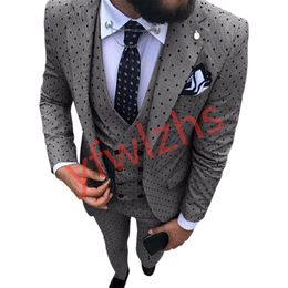 Custom-made One Button Groomsmen Notch Lapel Men Suits Groom Tuxedos Wedding/Prom/Dinner Man Blazer(Jacket+Pants+Tie+Vest) W999