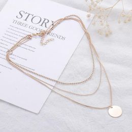 Pendant Necklaces Korean Temperament Party Metal Jewellery Accessories Three Layer Necklace Coin Ladies Geometric Women Gift