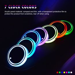 68mm 7 Colours Car LED Cup Holder Light Mats Car Coasters Bottle Atmosphere Light Constellation Backlight LED Cup Holder Pads