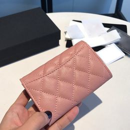 Original Quality Luxury Leather Card Holder Coin Purse Ladies Fashion Caviar Leather Bag Making Ringer320U