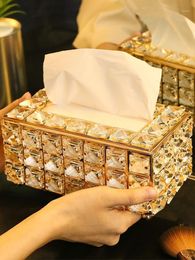 tissue house Canada - Tissue Boxes & Napkins Paper Crystal Box Holder Toilet Golden Napkin Dispenser Bedroom Office Boite A Mouchoirs House Decor DL60ZH
