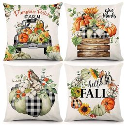 Cushion/Decorative Pillow Fall Covers 18X18 Set Of 4 Autumn Decorations Throw Pillowcase Farmhouse Cushion Case For Home DecorCushion/Decora