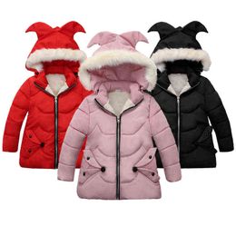 3 4 5 Year Old Winter Girls Jacket Autumn Warm Keep Thicker Christmas Jacket Hooded Casual Zipper Children Outerwear Kids clothing J220718