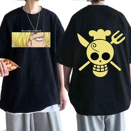 2022 Anime One Piece Sanji T-shirts Harajuku Fashion Tees Summer Short-sleeved Loose Casual Man T-shirts Oversized Hip Hop Tops Y220426