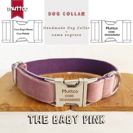 MUTTCO Engraved dog collar walking training dog leash custom puppy name THE BABY PINK security training UDC080 201030