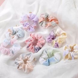 Candy Elastic Hair Rope Scrunchie Women Girls Ponytail Round Lace Flower Rubber Band Hairtie Accessories Headwear