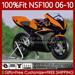 Race Fairing For HONDA Fibreglass NSF100 NSF-100 Black Orange NSF 100 2006 2007 2008 2009 2010 Bodywork 116No.85 NS-F100 06 07 08 09 10 Injection Mould Glass Fibre Body