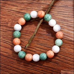 Link Chain Bracelets Jewelry Natural Stone Bracelet Men 10Mm Beads Elastic Charm Chakra Healing Reiki Yoga F Dhfoa