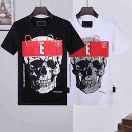 Men SKULL T shirt Geometric Pattern Summer Casual Tee Fashion Ins Style Top Streetwear Loose High Quality Sport Hip-hop Mature Trendy TAWKG