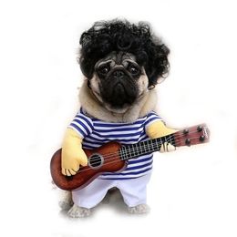 Pet Guitar Pug Dog coat Funny Dog Costumes Guitarist Player Ourfits for Cosplay Party Funny Cat Clothes french bulldog dog coat 201102