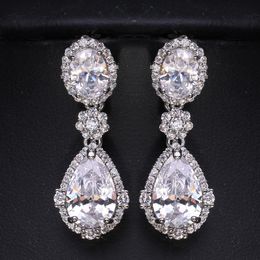 Dangle & Chandelier Cubic Zirconia Earrings For Women Fashion Teardrop Crystal Bridesmaid Wedding Jewelry Female AccessoriesDangle DangleDan