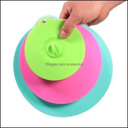 Sile Suction Lids Airtight Seal - Easy To Apply Remove Pot Ers Fit Any Round Container Flat Rim Great For Frying Pans 201116 Drop Delivery