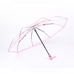 1 pcs Windproof foldable automatic transparent umbrella ladies men s sun rain windproof vision clear home rain gear parasol 210320