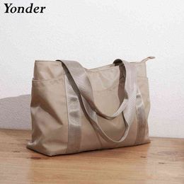 Casual A4 Lightweight Nylon Tote Shoulder Bag Women's Large Cloth Bag Ladies Handbags Fabric Shoulder Bags for Women China 220505