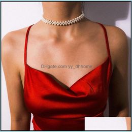 Chokers Necklaces Pendants Jewellery Ins Fashion Women Pearl Necklace Trendy Personality Charm Lady Clavicle Travel Beach Style Female Choke