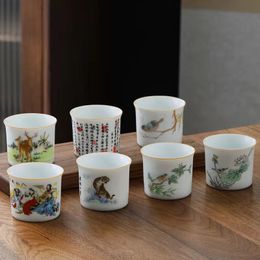 Ceramic Individual Single Cup Tea Set Master Tea Bowl Teacup White Tiger Deer Mug