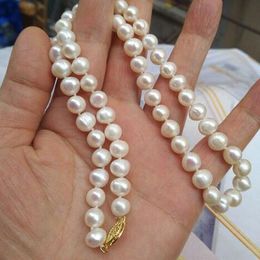 genuing natural 8-9mm white south sea pearl necklace 18in