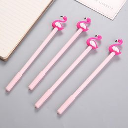 Gel Pens 40 Pcs Flamingo Neutral Pen Soft Glue Small Fresh Teen Creative Black Silicone Signature Student Kawaii Stationery