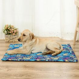 Cat Beds & Furniture Moisture-Proof Pet Mat Winter Pad For Dogs Flower Print Cushion Breathable Puppy Bed Washable Mattress Supplies