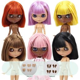 ICY DBS Blyth doll Tan and Super Black skin joint body oily hair 16 BJD special price gift toy 220707