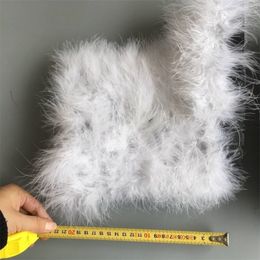 ASILETO Winter Women Snow Genuine Real hairy Ostrich Feather furry Fur flats plush warm ski outdoor Boots shoes botte T553 Y200115