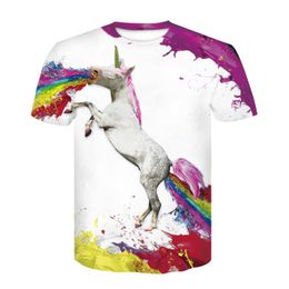 Men's T-Shirts Printed Summer Men's Animal Casual Funny 3D Painted Horse Personality Hip-hop Round-neck T-shirtMen's