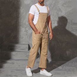 Men's Pants Fashion Bib Solid Jumpsuits Zipper Streetwear Joggers Multi Pockets Casual Suspenders Cargo Overalls INCERUN 220826