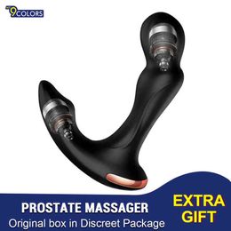 NXY toySex Toys For Men Prostate Massager Vibrator Butt Plug Anal Tail Rotating Wireless Remote USB Charging Adult Products For Male Q0508