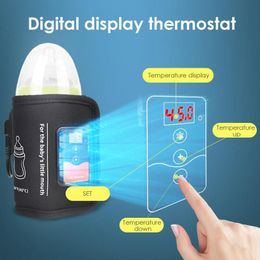 Smart USB Baby Bottle Warmer Bag Milk Water Nursing Bottle Heater LCD Display Travel Portable Bottle Heater Milk Heating Keeper 220708