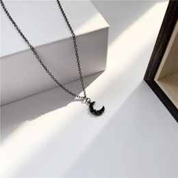 Pendant Necklaces Gothic Simple Black Moon Pendent Necklace Korean Dark Crescent For Women Men Girls Collar Neck Jewellery Gift 2022 TrendPend