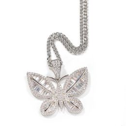 Pendant Necklaces Fashion Bling Iced Out Butterfly Pave Cubic Zircon Luxury Necklace For Women Hip Hop Crystal JewelryPendant