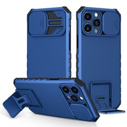 Shockproof Hybrid Kickstand Hard Armor Cases For iPhone 13 Pro Max 12 11 XR X 8 7 Plus Slide Lens Protection Bracket Phone covers