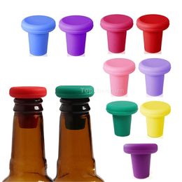 Bar Tools Reusable Silicone Wine Stoppers Leak Bottle Vacuum Airtight Seal Beer Glass Beverage Bottles Stopper Caps Cover Professional Champagne Wine Saver 9 Colour