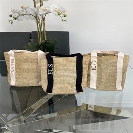 Personalised Shoulder Tote Womens Beach Custom Hand Canvas Bag Gifts For her Bridesmaid Handbag 220707