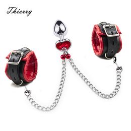 Thierry Wrist to Anal Plug Bondage Gear Adult Games SM Sex Toys Trainer For Women/Man Anal Buttplug Fetish Crystal Tail Plug 220330