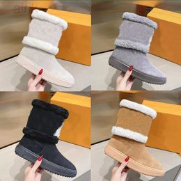 Winter new style L designer shoes Designers women's fur all-in-one warm shoe Loafers ladies rainbow sneakers floral pattern retro sports fashion Flat shoes