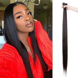 40 inch hair extensions UK - NOBLE16-40 Inch X Real Hair Bundles Bone Straight Hair Extension Wholesale Nature Black X Real Protein Hair Extensions H220429