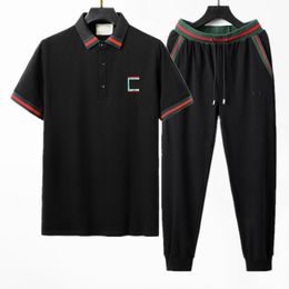 white cotton turtle neck UK - 2022 Summer Men Designer Tracksuits Sets Mens Red green stripe letter Print Running Suits T-Shirt Short Sleeve pants classical Sportswear shirt