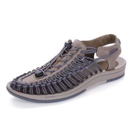 Summer Unisex Woven Sandals Couple Beach Shoes Breathable Anti-Slip Wearable Sneakers Outdoor Casual Walking Footwear