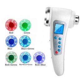 Ultrasound Galvanic Ion Skin Pores Cleaning Massager 7 LED Photon Lift Rejuvenation Anti-wrinkle Facial Care Beauty Devices 220512