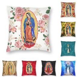 Pillow Case Our Lady of Guadalupe Mexican Virgin Mary Square Throw Pillow Case Home Decorative Christian Catholic Cushion Cover for Sofa Car 220623