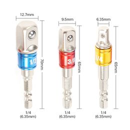 3 Pcs Drill Socket Adapter Impact Extension Drill Bits Bar 1/4 3/8 1/2 Size Hex Shank Square Head Bit