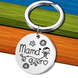 Fashionable Creative Stainless Steel Keychain Spanish Mama Te Quiero Necklace 2022 Cute Mother's Day Gift DIY Customizable