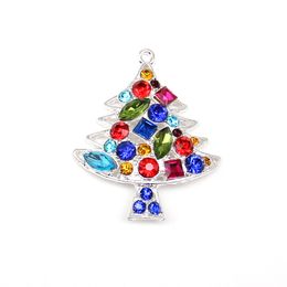 30 Pcs/Lot Custom Pendants Rhinestone Colourful Christmas Tree Charms For Xmas Gift/Decoration