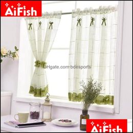 Curtain Drapes Home Deco El Supplies Garden Romantic Sweet Lace Screens Half Coffee Kitchen Dust-Proof Curtains Balcony Toilet Pritition C