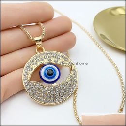 Pendant Necklaces Pendants Jewellery Bohemian Vintage Turkish Evil Blue Eye Fashion Clavicle Chain Stateme Dhr23